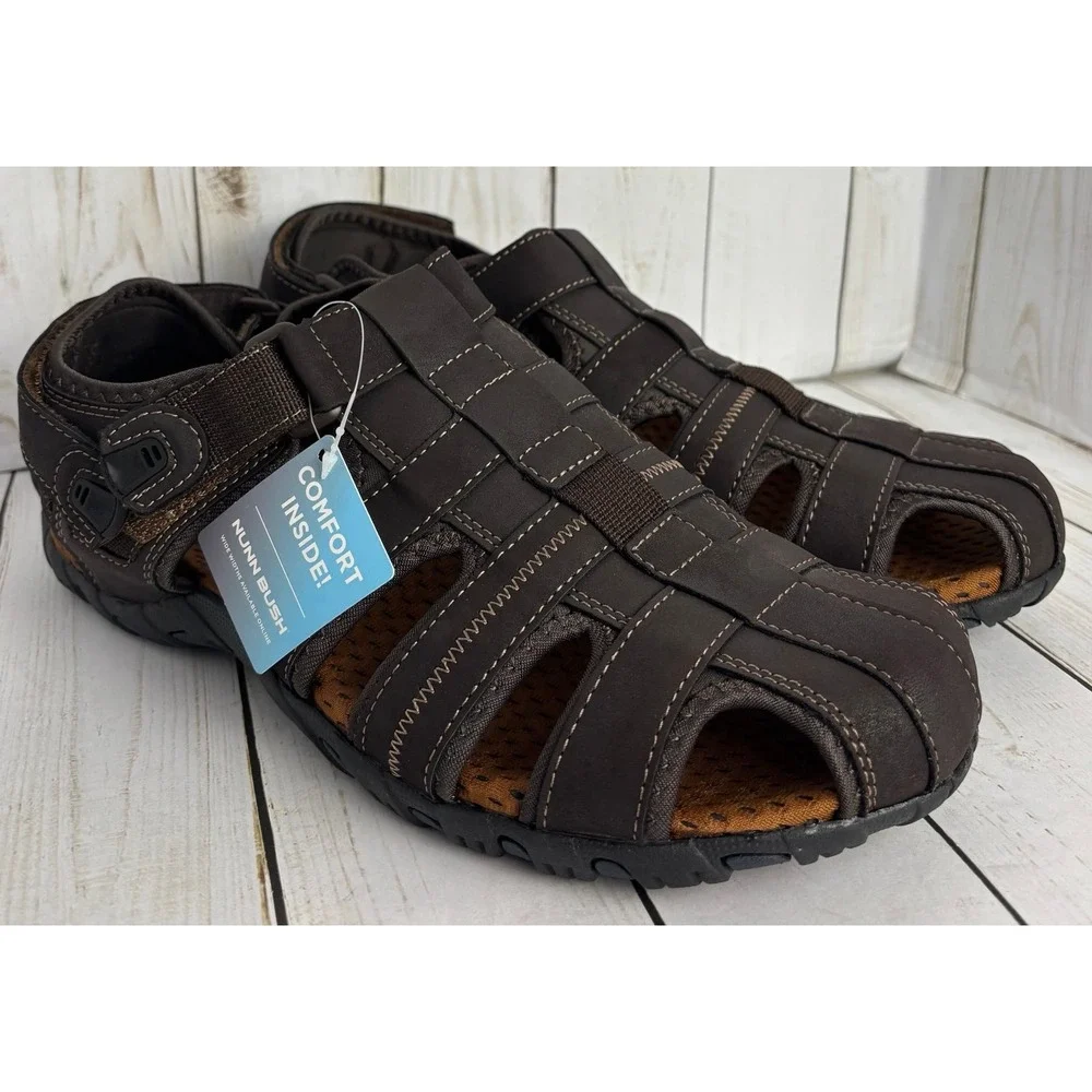 Nunn Bush Men's Brown Rio Bravo Fisherman Sandal Shoes‎ Size 12W